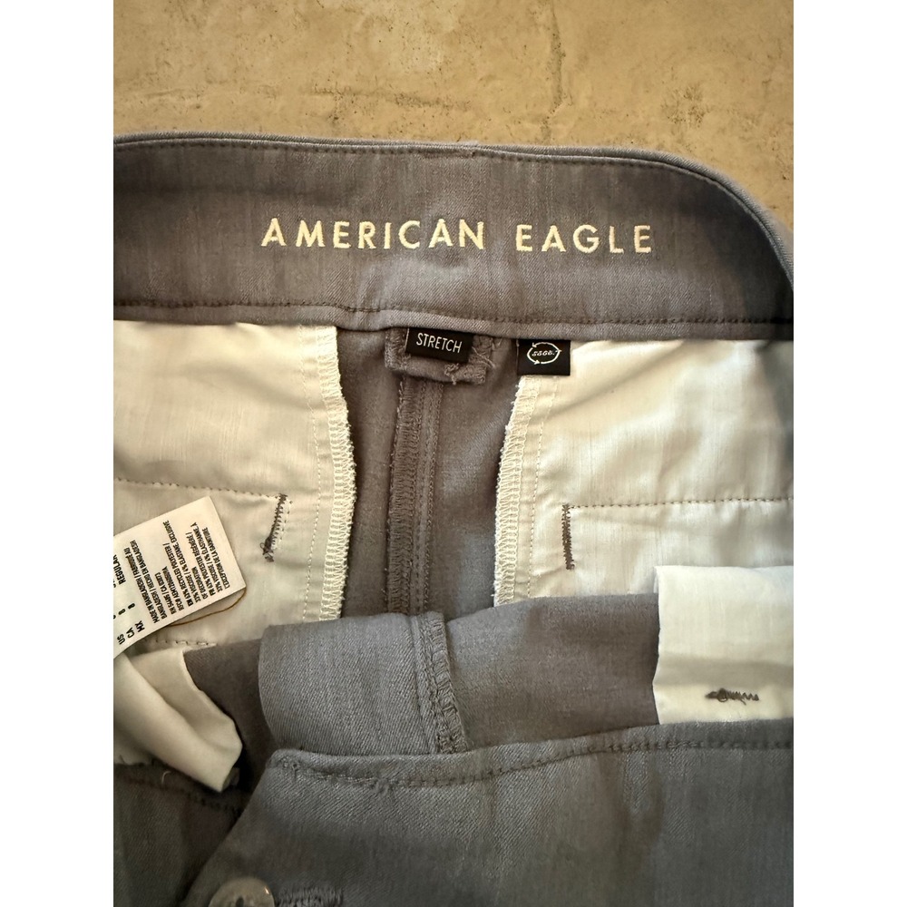 American Eagle Baggy Flare Trouser Grey Stretch Wide Leg Dress Pants Womens 8 - Picture 3 of 11